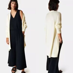 Sweaty Betty  Embrace Cashmere Blend Long Line Cardigan In Ivory Women's Sz S